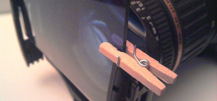 sistema rudimentario de sujeccion de un filtro cokin